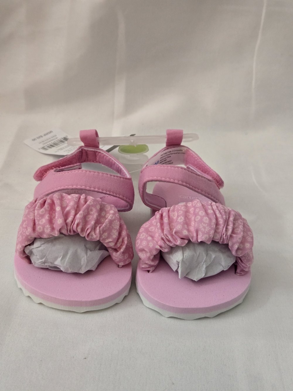 Carter’s Baby Girl Pink Floral Ruched Sandals Size 1 0-3M NWT